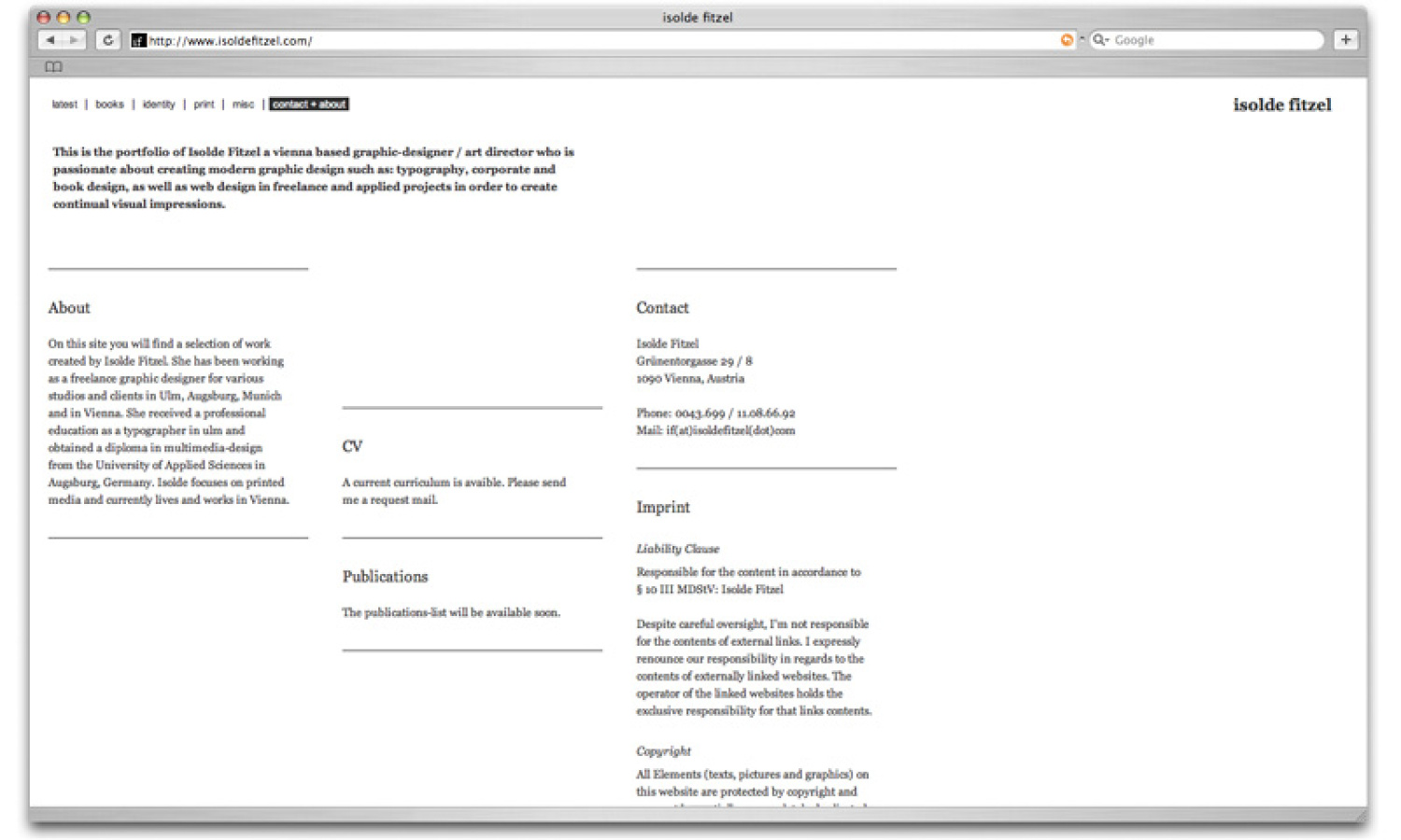 Isolde Fitzel Webseite
